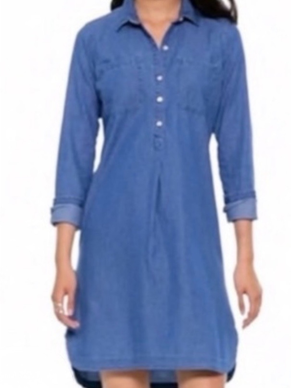 Old Navy Popover Chambray Shirt Dress in Medium Blue Sz. L
